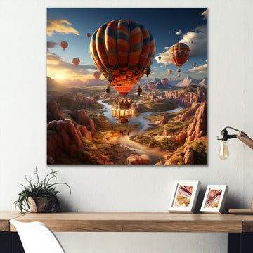 A Fantasy Art Depiction Of Hot Air Balloons - Hot Air Balloon Canvas Wall Art